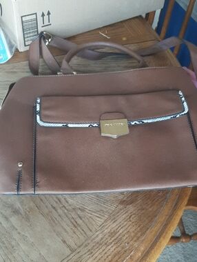 Steve Madden Brown Satchel with Gold-Tone Hardware